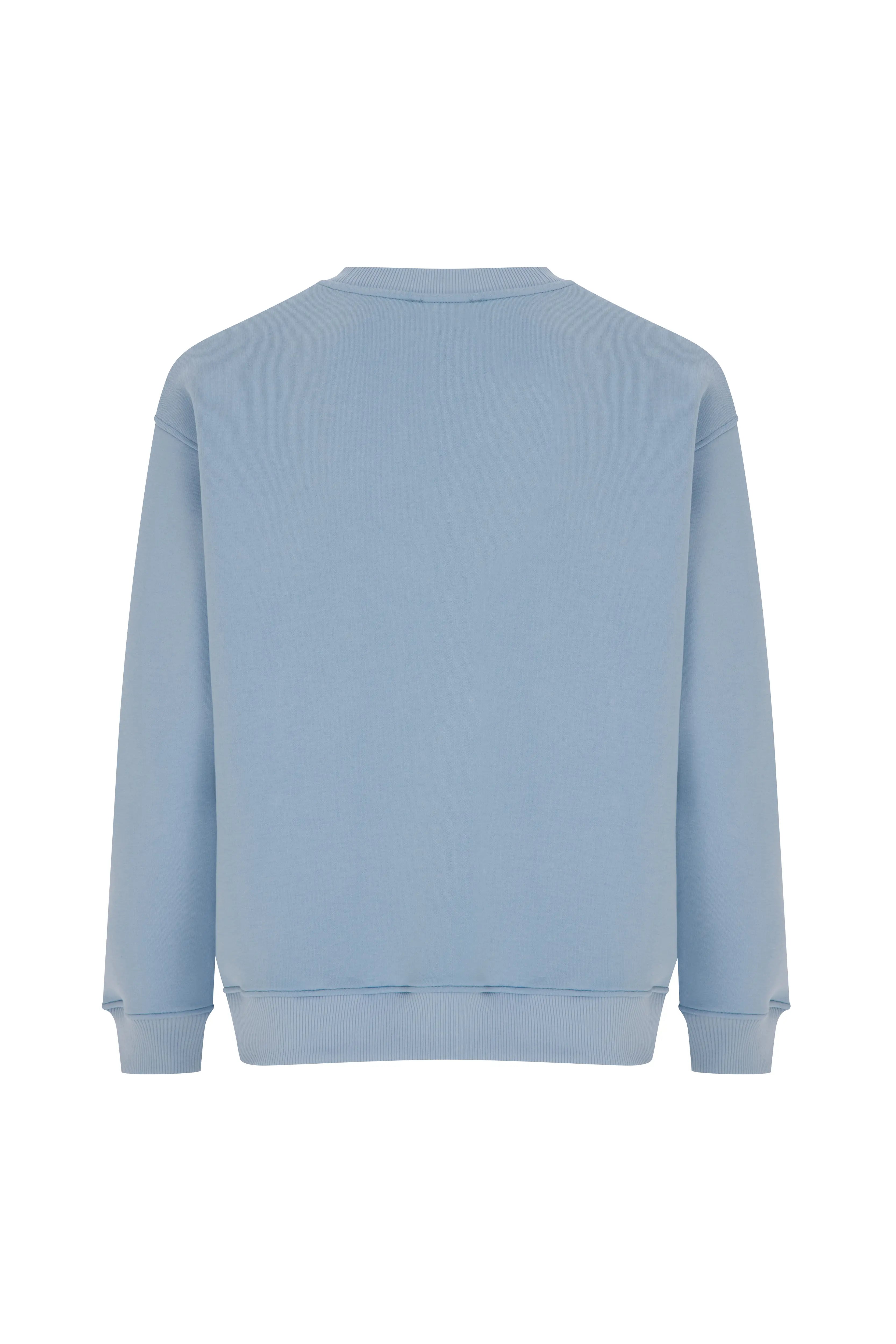 Sorry I'm Late Oversize Sweatshirt Pastel Mavi