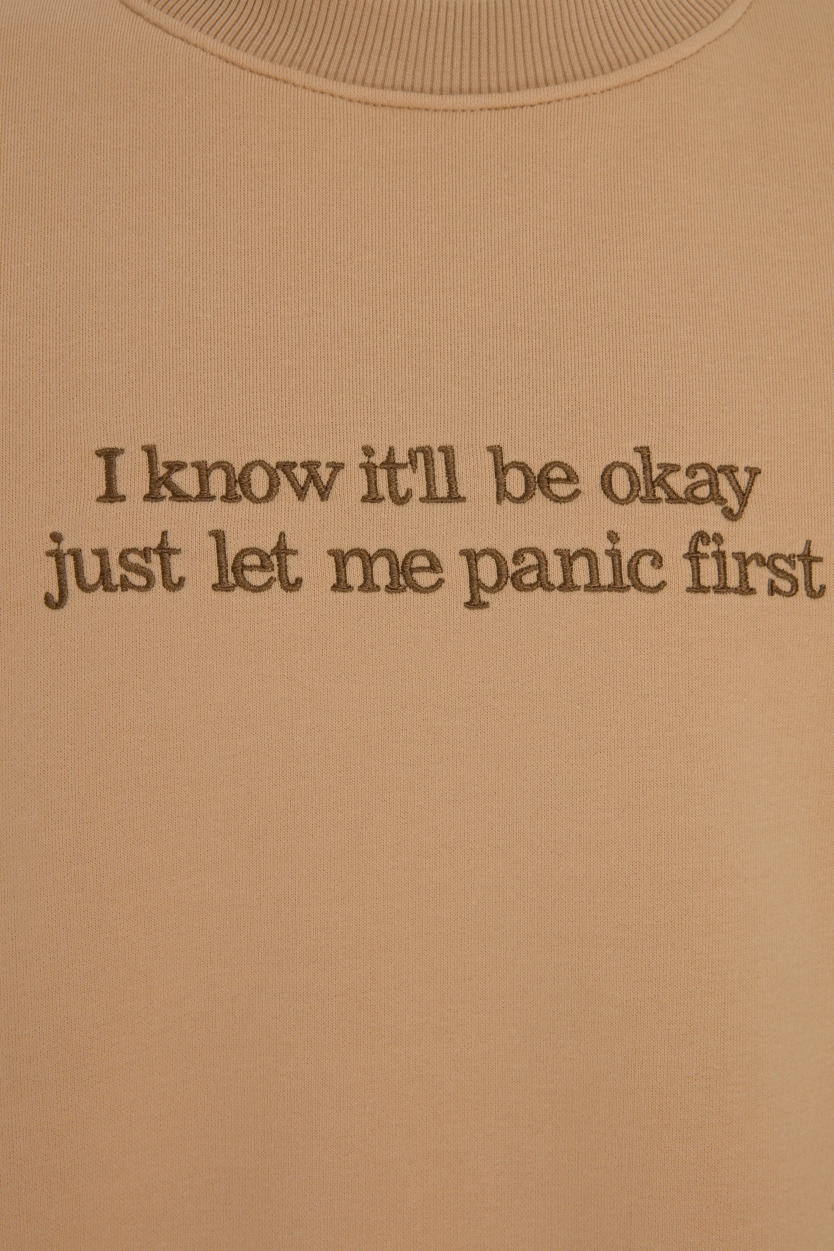 Breath In - Breath Out Oversize Sweatshirt Kahve